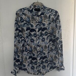 Club Room Blue and White Floral Men's Shirt
